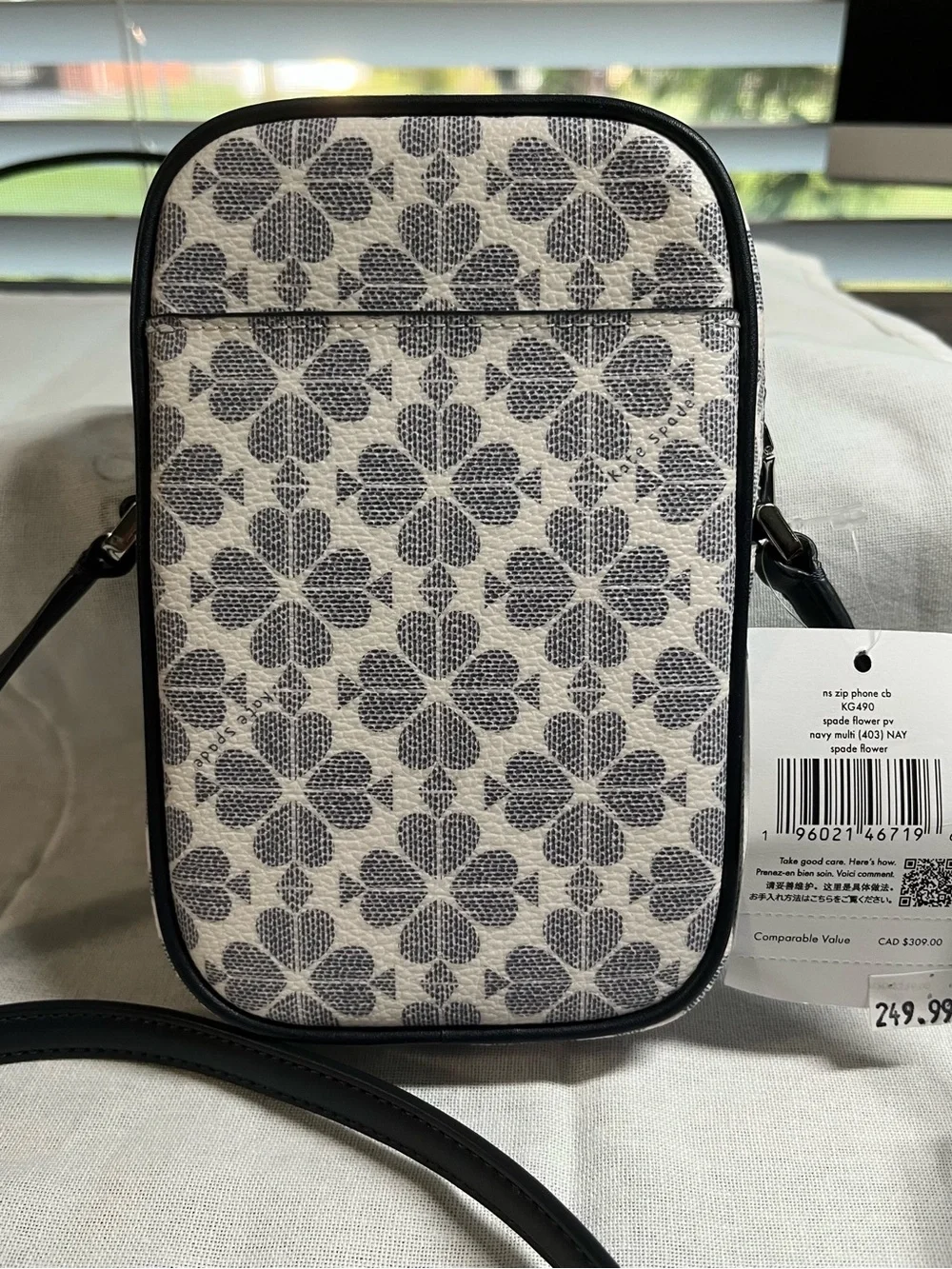 kate spade Ivory & Navy Flower North South Crossbody Phone Bag